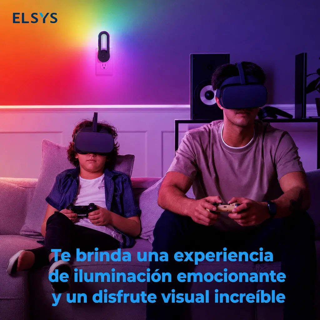 Lámpara nocturna LED RGB enchufable con sensor automático, dos modos de luz y giro 180° para recámara, sala gamer o buró