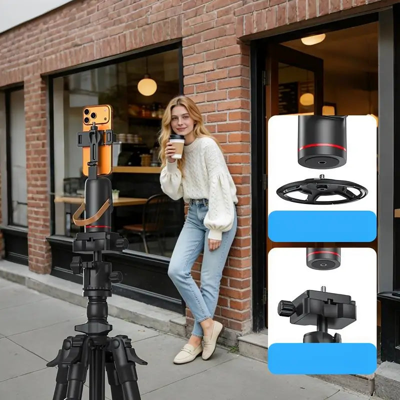 Tripie con Seguimiento Facial Automático y Control por Gestos, Soporte Giratorio 360° para Celular, Cámara Inteligente para Vlogs, Streaming y Video en Vivo, Kit de Vlogging para Smartphone
