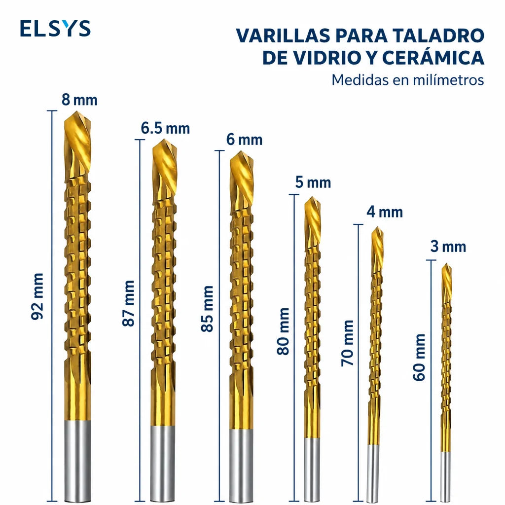 Juego de 6 brocas HSS titanizadas 3 en 1 para perforar, cortar y pulir metal, madera y plástico