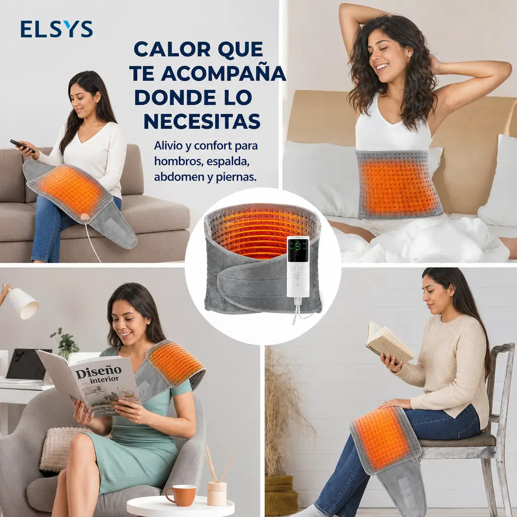 Cinturón térmico eléctrico para cintura con 4 temporizadores y protección contra sobrecalentamiento, ideal para abdomen, espalda, piernas y hombros