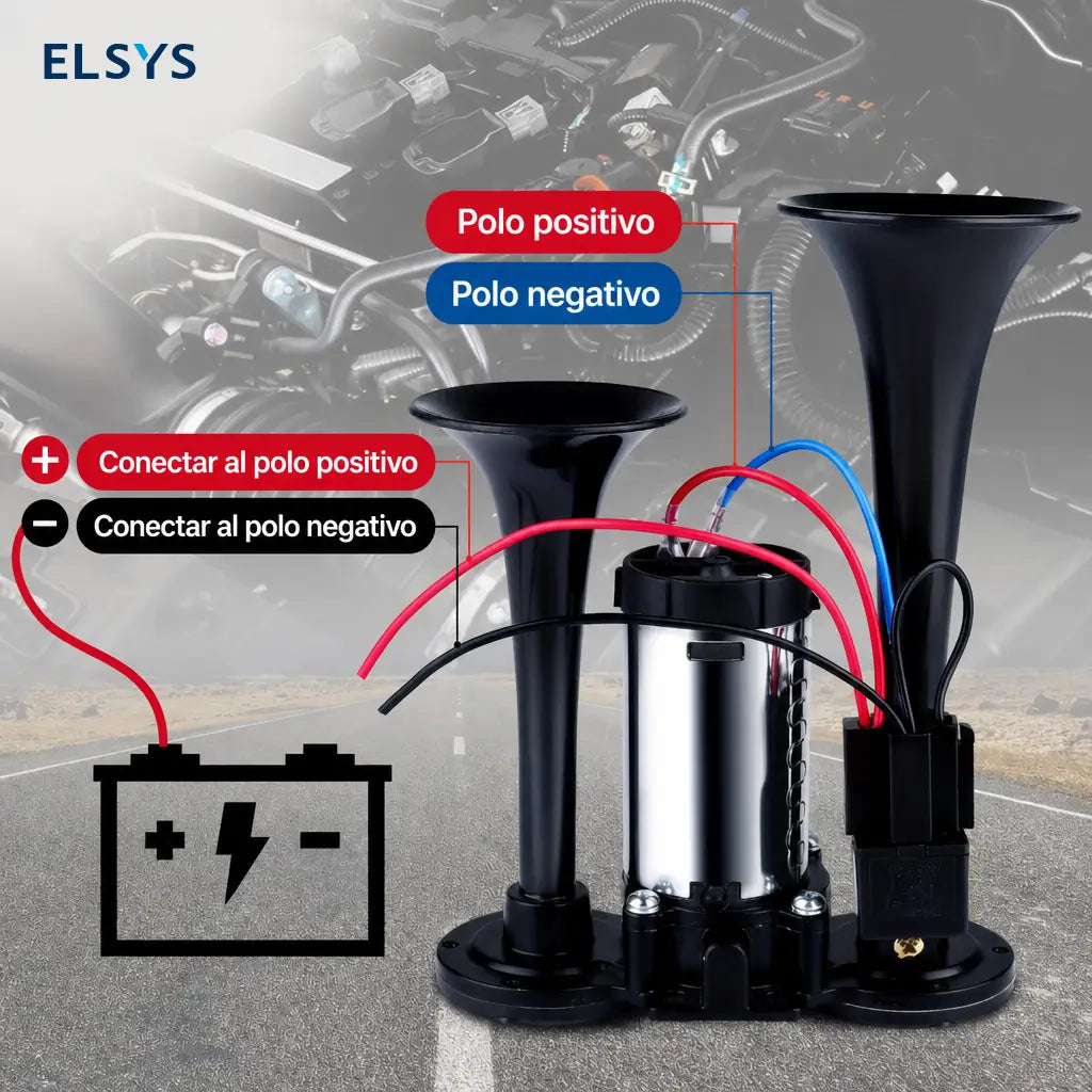 Claxon de aire doble 12V de 130 dB con compresor para autos, camionetas, camiones, motos y embarcaciones, alerta potente en carretera
