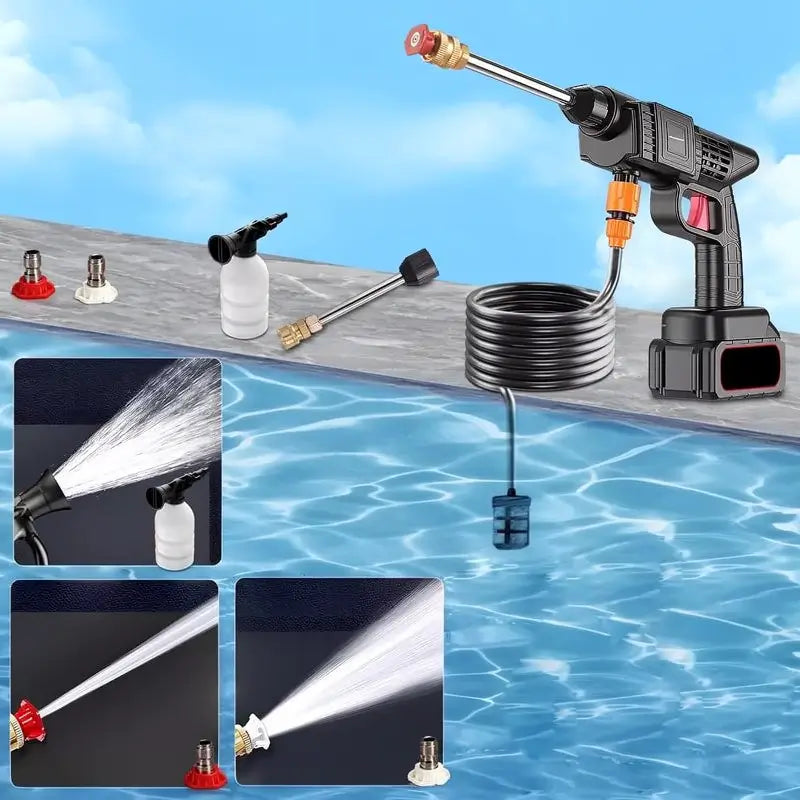 Hidrolavadora Inalámbrica Portátil 550W de 680 PSI - Incluye 2 Baterías y Manguera de 5m
