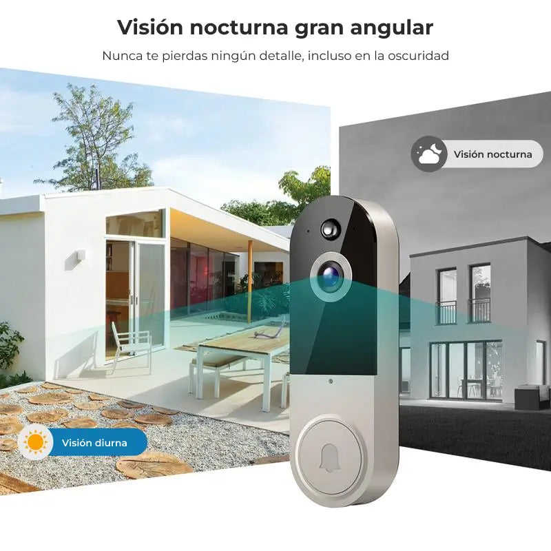 Video Timbre con Cámara Inalámbrico, WiFi Inteligente 1080P, Audio de Dos Vías, Detección Humana con IA, Visión Nocturna y Almacenamiento en la Nube, a Batería