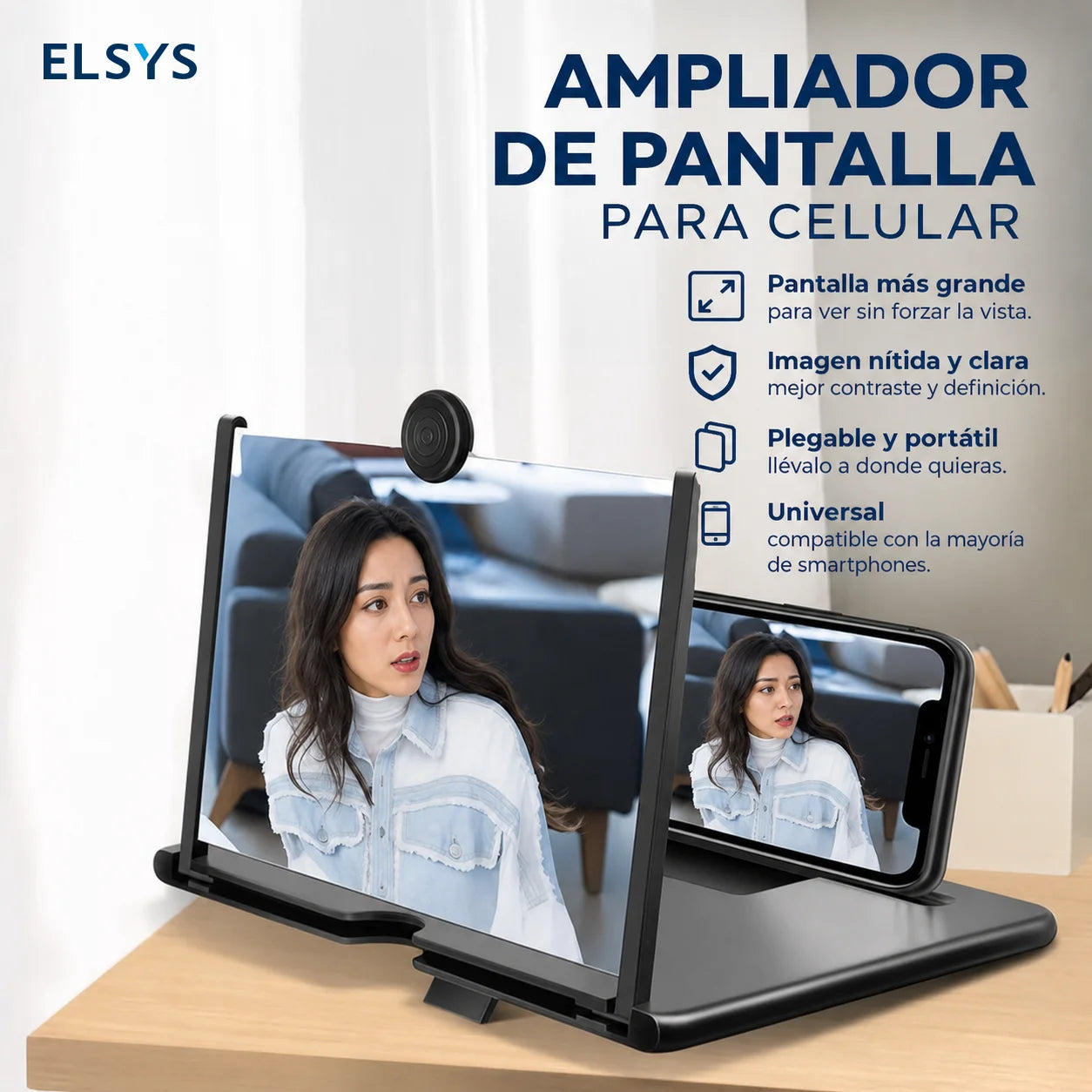 Amplificador de pantalla para celular de 25.4 cm con lente 4x, ideal para series, clases en línea y lectura cómoda diaria