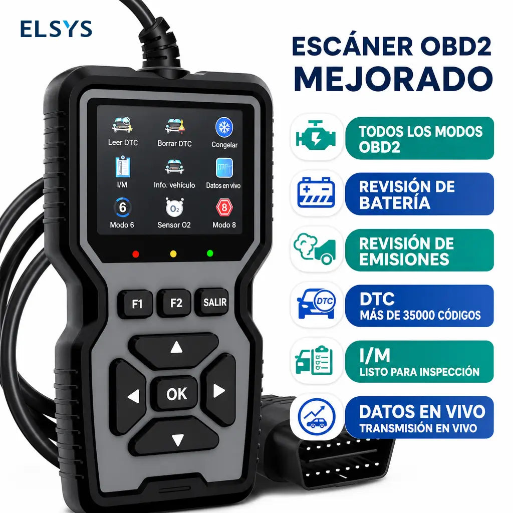 Escáner automotriz OBD2 profesional con datos en vivo, modos 6 y 8 para diagnosticar autos compatibles después de 1996