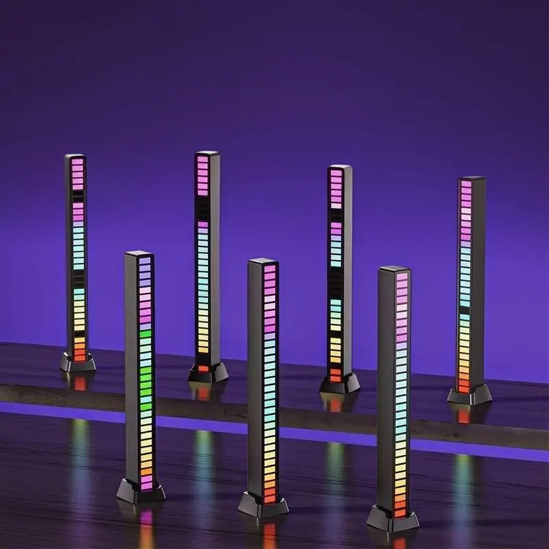 Luz de Ritmo RGB Moderna Controlada por Voz Barra LED Rítmica USB para Gaming Esports y Fiestas Lámpara Ambiental Sensible al Sonido para Auto y Escritorio Decorativa Portátil Recargable de Acrílico