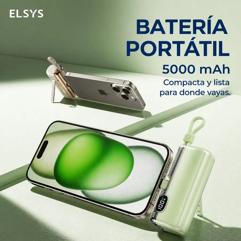 Power bank mini 5000mAh con carga rápida 22.5W, cable integrado y display digital para celular, viajes y emergencias sin cargar peso extra