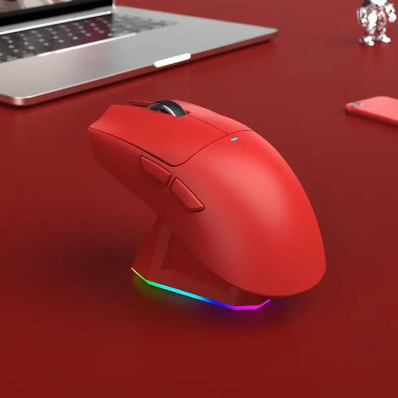 Mouse Gamer Inalámbrico Recargable con Iluminación RGB y Base de Carga, Sensor Óptico para Juegos y Oficina, Accesorios para Gaming