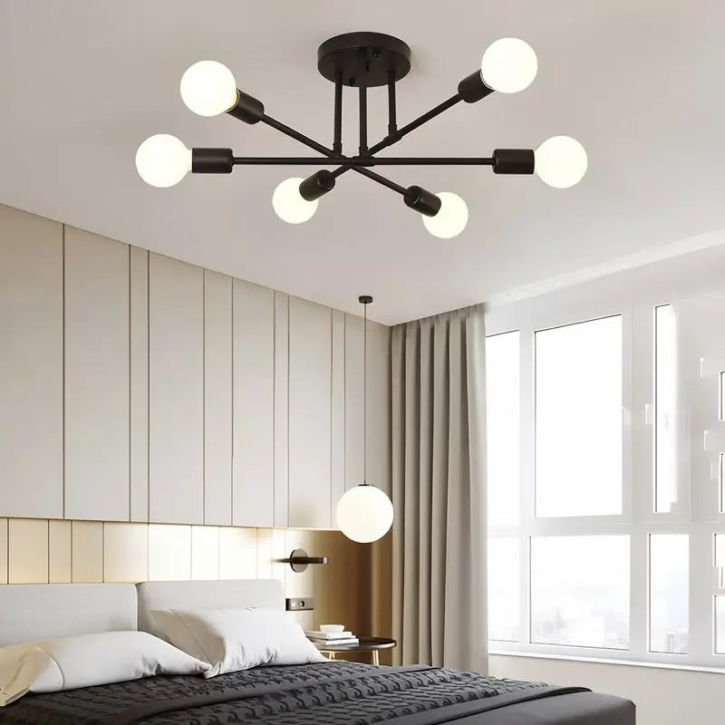 Lámpara de Techo de 6 Luces, Diseño Moderno e Industrial