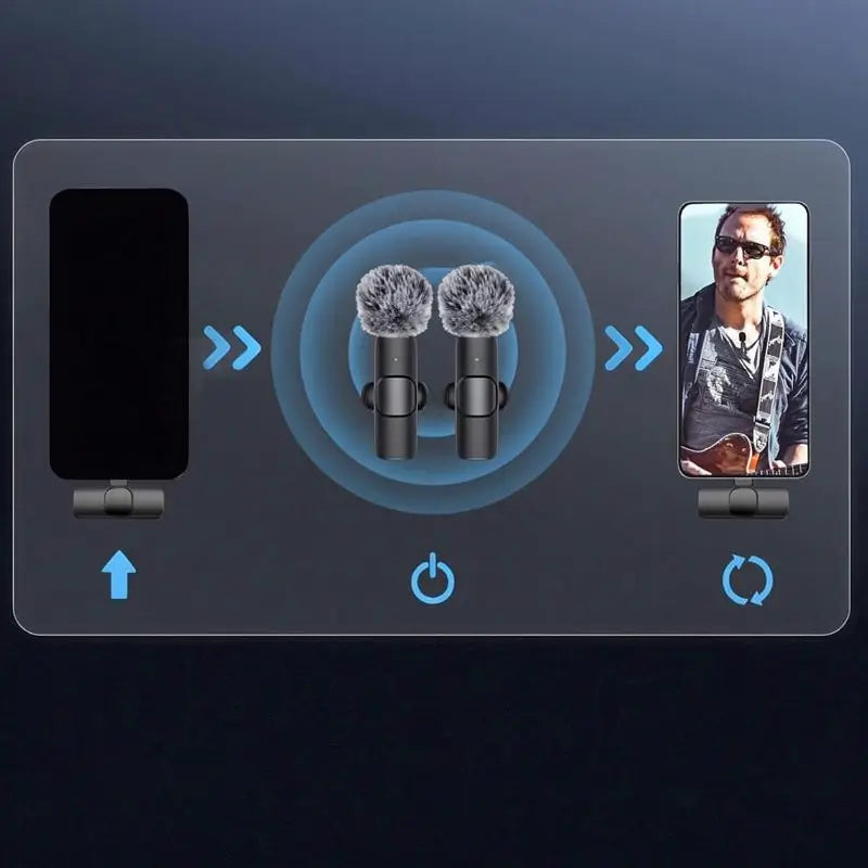 Mini Micrófono Inalámbrico para Celulares, Kit de 2 Micrófonos de Solapa con Cancelación de Ruido para Grabación de Video, Vlog y Entrevistas, Audio Estéreo de Alta Calidad
