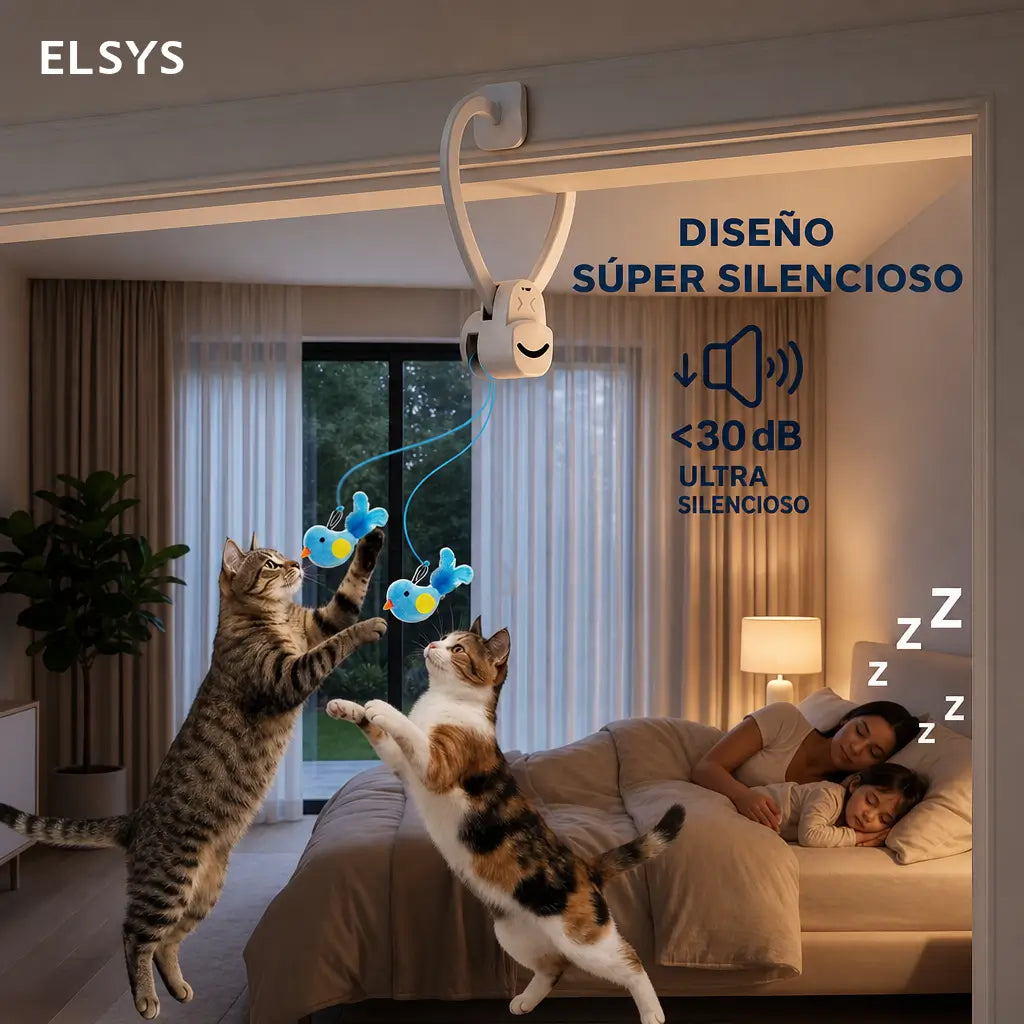 Juguete interactivo para gatos de interior con ave voladora automática USB-C para ejercicio, caza y diversión sin manos en gatitos y adultos