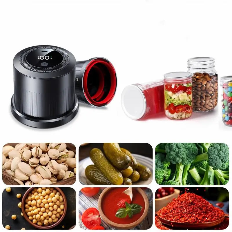 Kit de Sellador al Vacío Eléctrico para Frascos Mason y Alimentos, Sistema de Sellado Automático con Bomba Externa, Compatible con Frascos de Boca Ancha y Regular