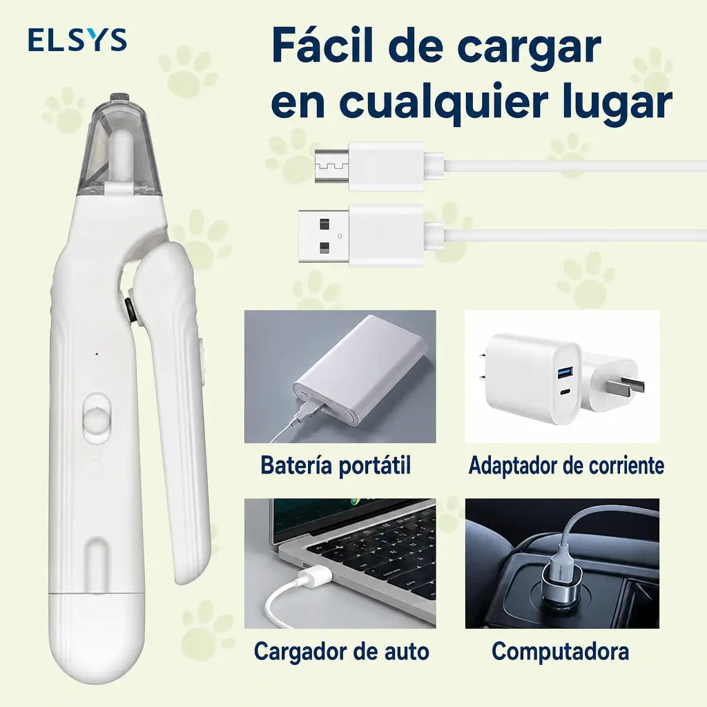 Cortaúñas y lima eléctrica 2 en 1 para perros y gatos, recargable USB-C, silenciosa y segura para todas las tallas en casa
