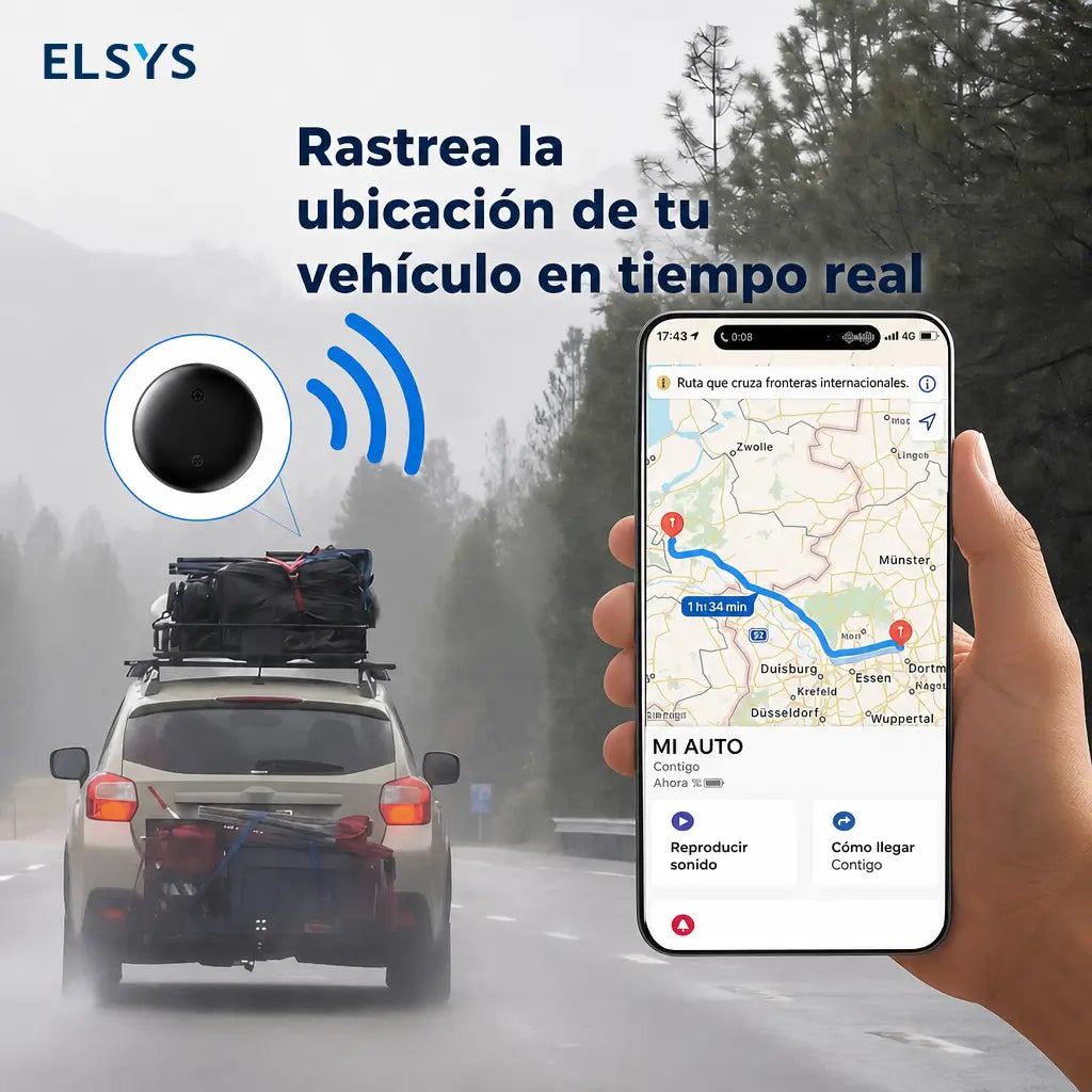 Localizador GPS compacto para auto con imán fuerte, sin mensualidades, resistente al agua para rastrear vehículos y objetos importantes desde tu celular