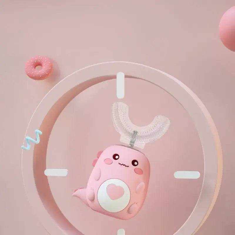Cepillo de Dientes Eléctrico para Niños en Forma de U, Sónico y Recargable con 2 Cabezales en U y 2 Cabezales Normales, 3 Modos de Limpieza (2-12 Años)