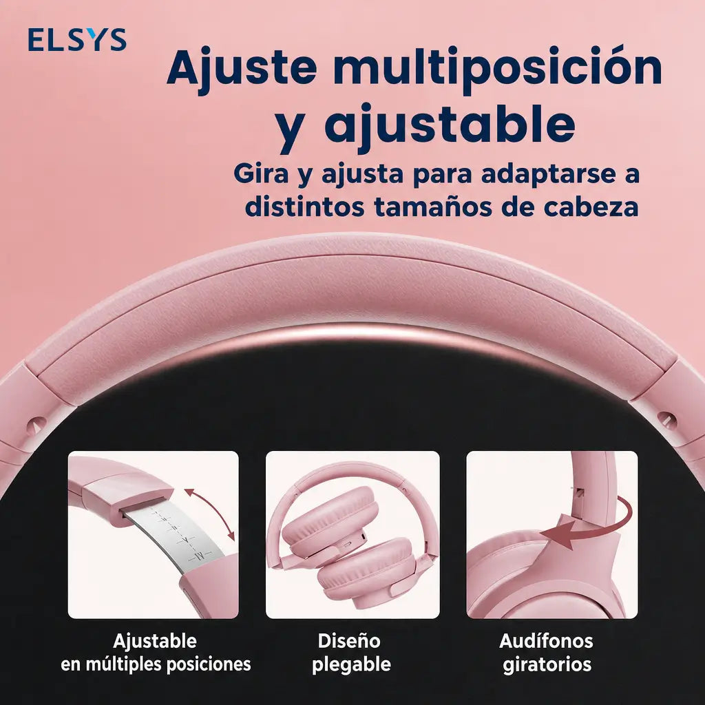 Audífonos over-ear inalámbricos 5.4 plegables con micrófono, 65 h de batería para música, llamadas, celular y computadora en casa, escuela o viajes