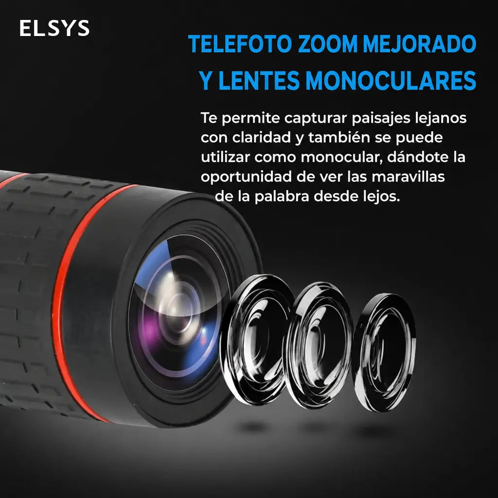 Lente telefoto 28X-36X para celular con clip universal para fotos y videos HD en conciertos, viajes, aves y paisajes lejanos