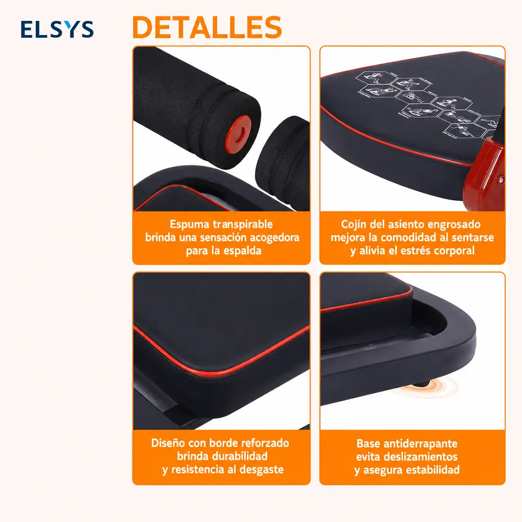 Máquina abdominal plegable con resistencia ajustable y rebote automático para entrenar core y cuerpo completo en casa sin ocupar mucho espacio