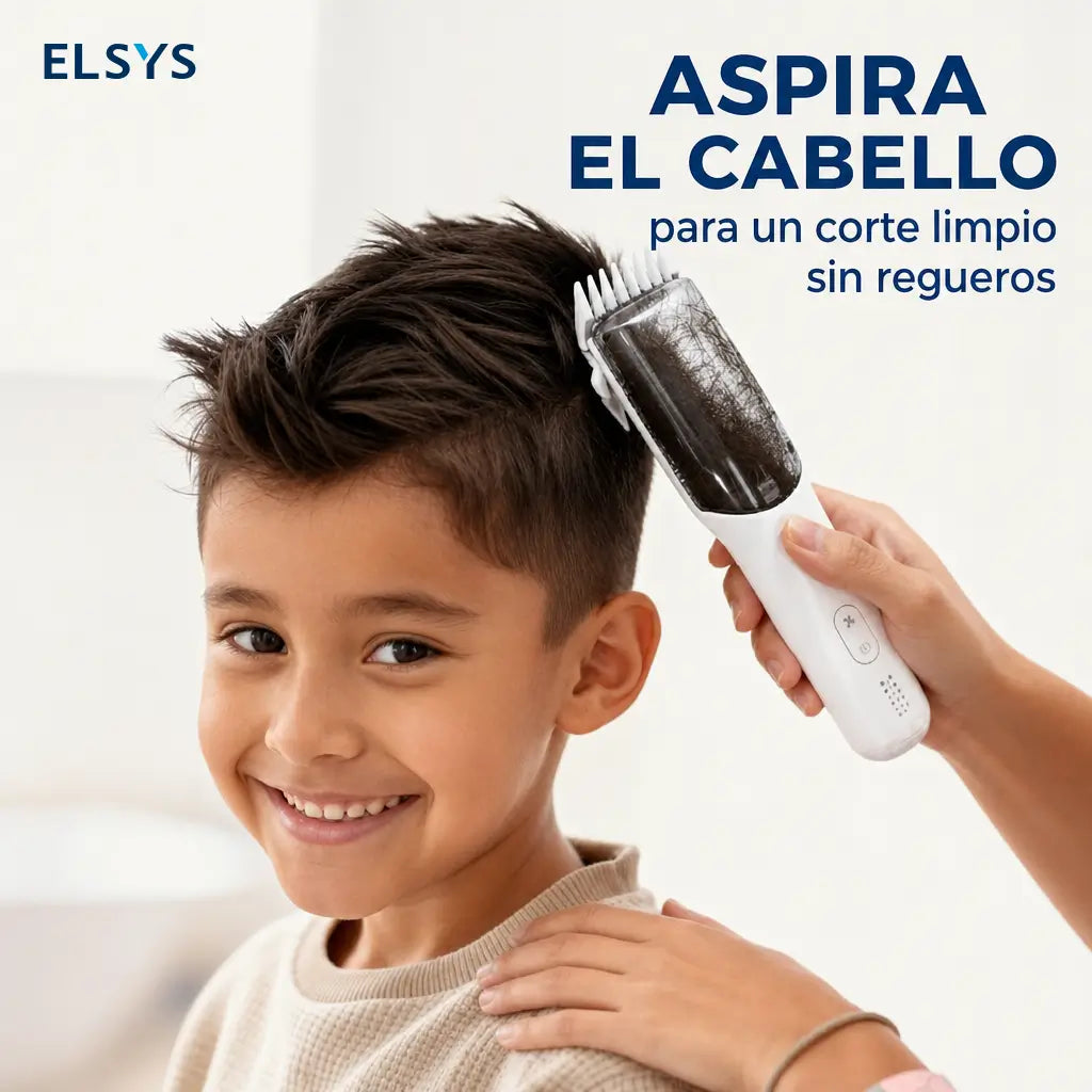 Cortadora de cabello para bebé con succión silenciosa, cuchillas cerámicas y peines ajustables para cortes seguros en casa prácticos