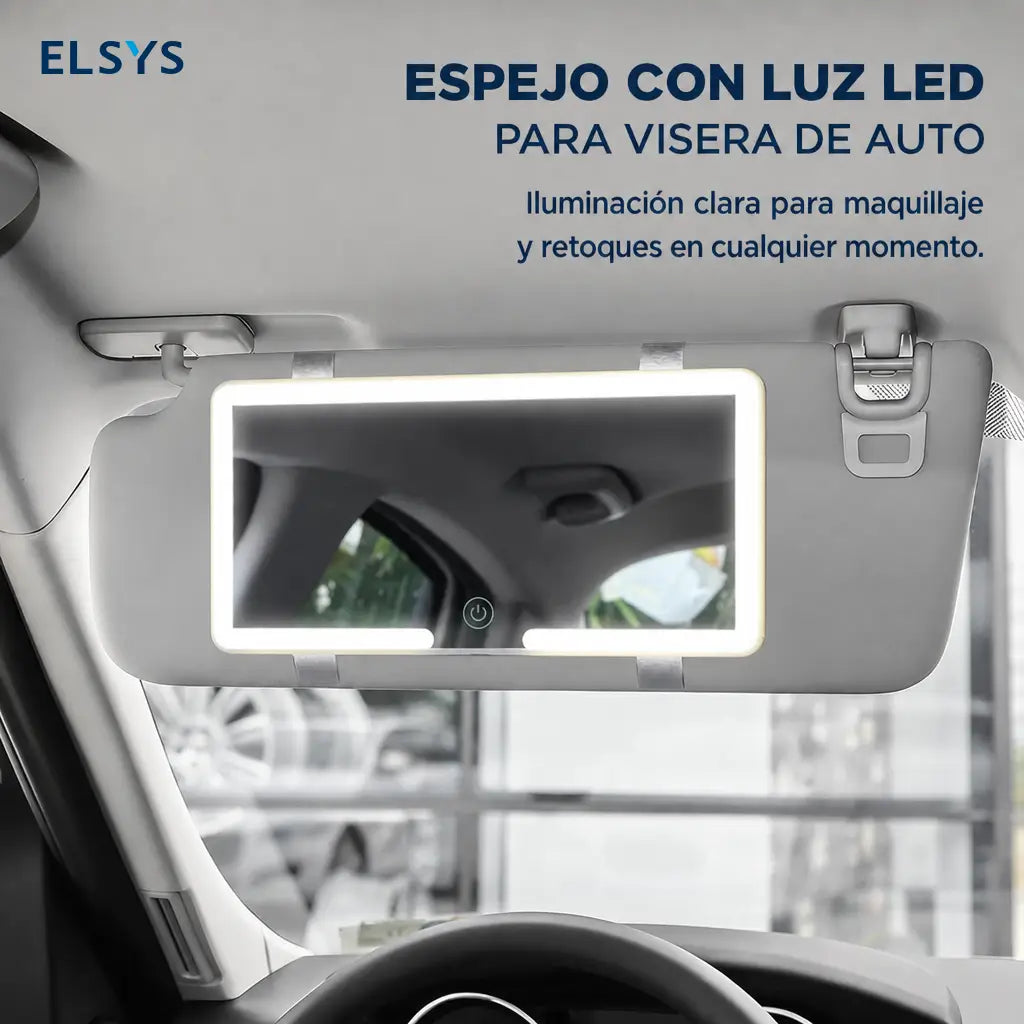 Espejo LED para visera de auto con control táctil y brillo ajustable para maquillarte con claridad en cada viaje sin estorbar tu vista