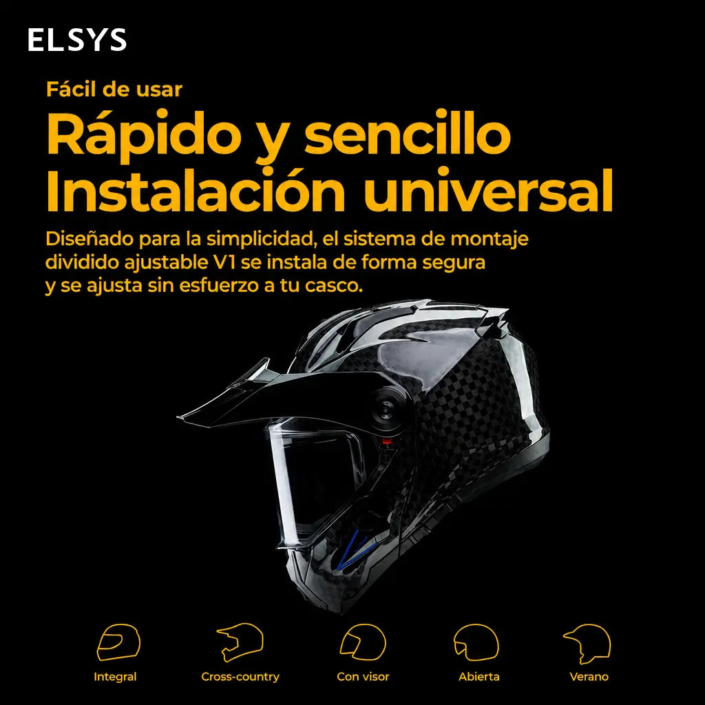 Audífono Bluetooth 5.4 manos libres para casco de moto con micrófono rígido, IP66 y batería 1000 mAh para rutas en solitario