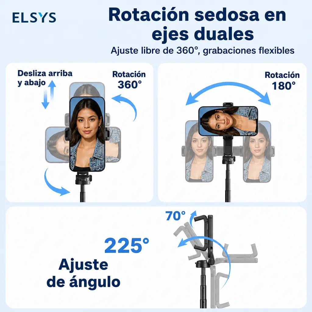 Selfie stick compacto con control Bluetooth, soporte giratorio 360° y extensión 64 cm, para vlogging, conciertos y fotos de viaje con tu celular