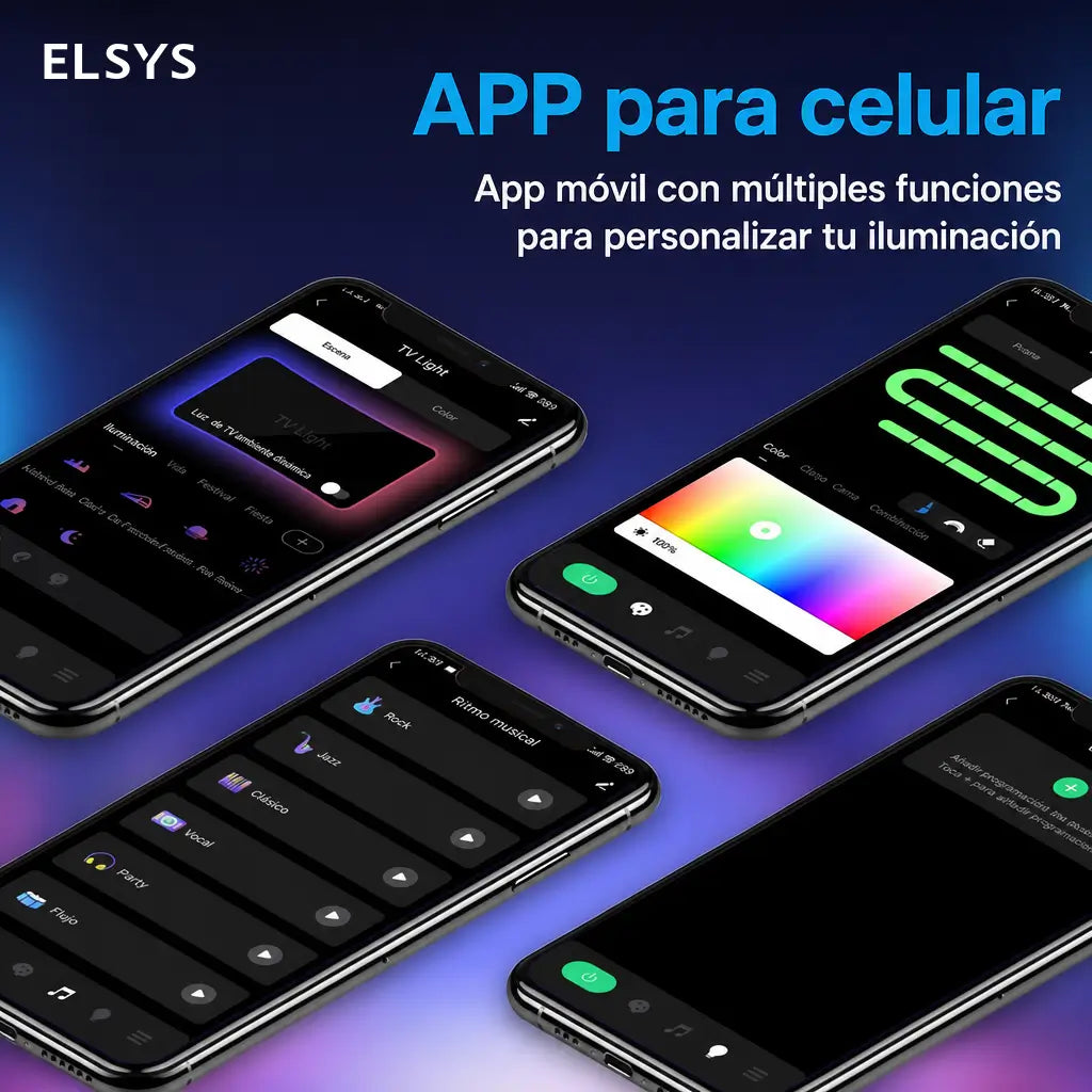 Tira de luces LED RGB para TV 55 a 65 pulgadas con sincronización de pantalla y música para cine en casa y gaming envolvente