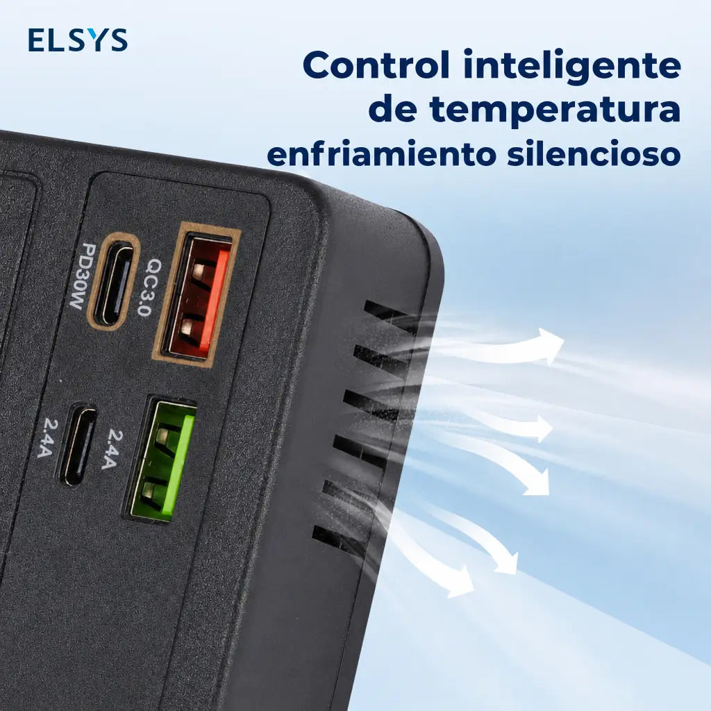 Inversor compacto para auto 12V-24V a 220V con carga rápida QC3.0 y pantalla, para celulares, tablets y laptops en viajes