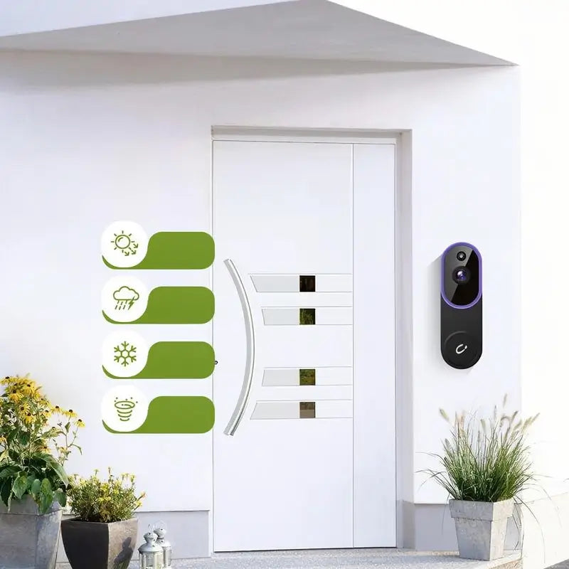 Cámara de Timbre de Video Inalámbrico, Timbre de Seguridad Inteligente, 1080P, Detección de Humanos con IA, Visión Nocturna, Alerta Instantánea, Audio Bidireccional, Solo WiFi 2.4G, Instalación Sencilla con Batería Recargable y Almacenamiento en la Nube