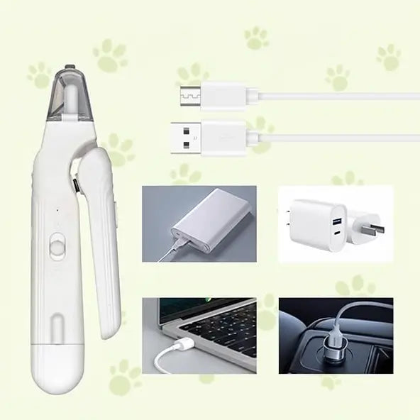 Cortauñas y limador de uñas 2 en 1 para mascotas, kit eléctrico ultrasilencioso, recargable, ideal para perros y gatos de todos los tamaños