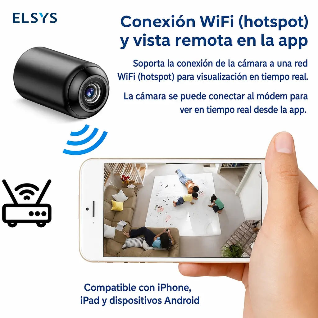 Cámara oculta inalámbrica para interior con visión nocturna, conexión USB y monitoreo desde celular para hogar, bebés, mascotas, oficina y auto