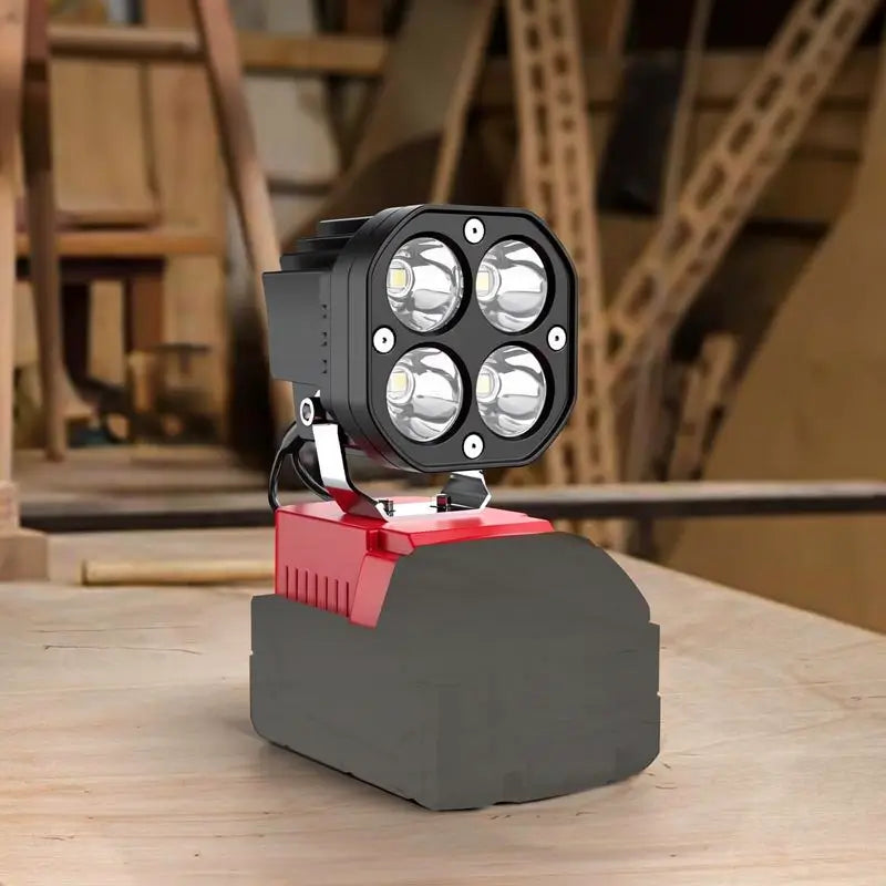 Lámpara de Trabajo LED Inalámbrica 18V – 40W 6000LM Compatible con Batería Milwaukee, Reflector Ajustable para Construcción, Taller Mecánico y Camping