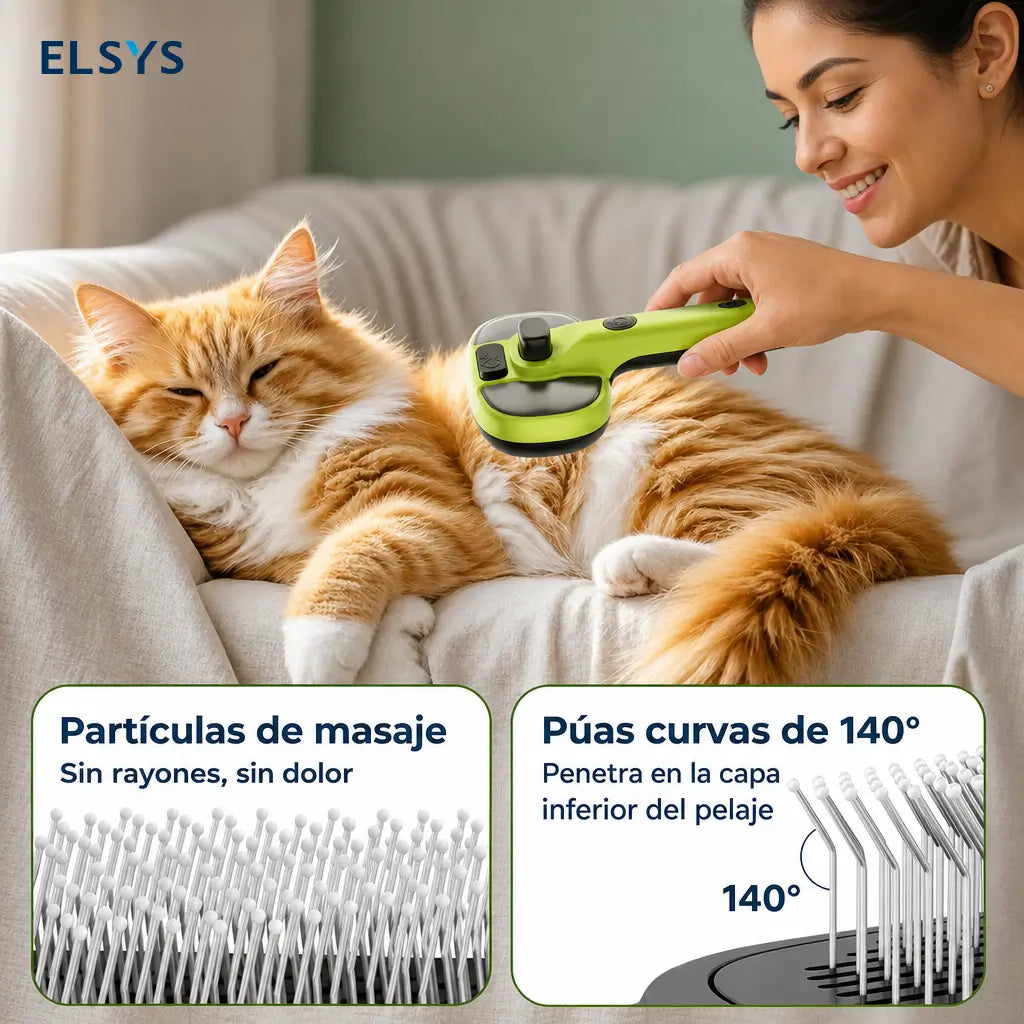 Cepillo de vapor para mascotas con autolimpieza, masaje y dos modos de rociado para perros y gatos con pelo suelto en casa