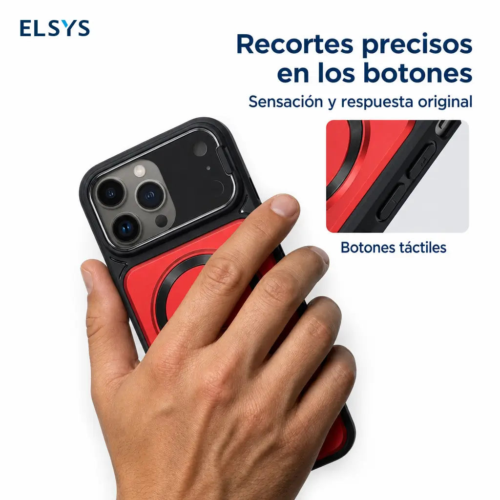 Funda multifuncional para iPhone con soporte invisible, protección de cámara y aro magnético para uso diario y manejo cómodo en tu celular