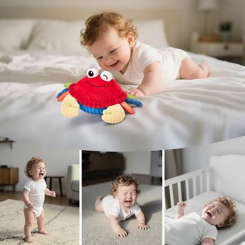 Cangrejo de Peluche Musical para Bebé - 48 Canciones y Función de Repetición - Juguete para Gatear con Movimiento y Sonido - Juguete Sensorial para Niños de 0 a 12 Meses