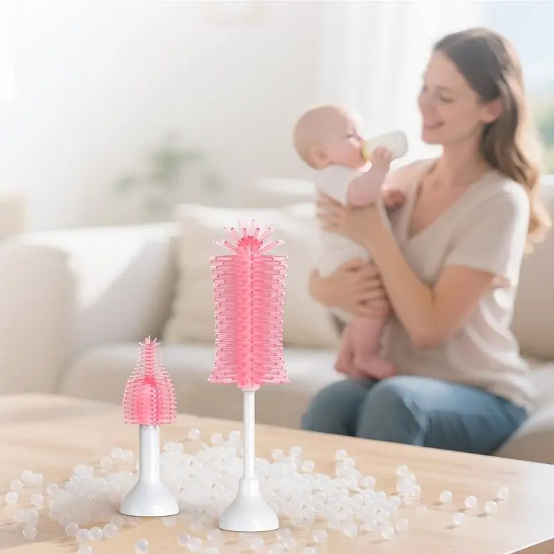 Kit de Cepillo Eléctrico para Biberones, Limpiador Portátil con Batería AA e Impermeable IPX7, con Cepillos de Silicona para Mamilas y Popotes, Ideal para Viajes y Recién Nacidos