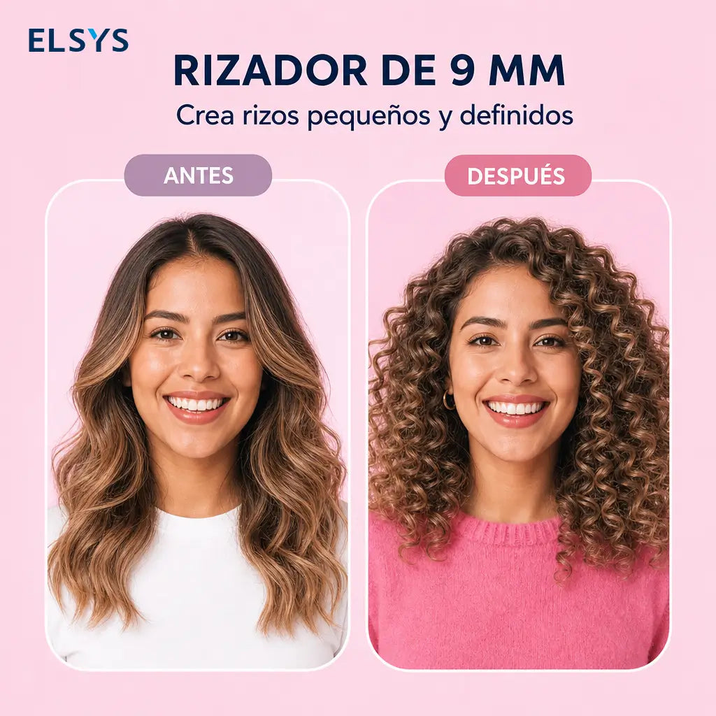 Tenaza rizadora 3/8” de cerámica turmalina con calor rápido y pantalla LCD para rizos definidos en cabello fino o grueso