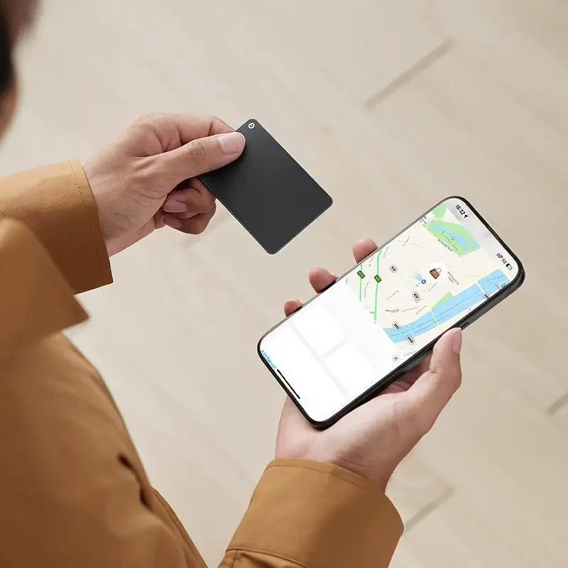 Localizador Inteligente Delgado para Cartera, Rastreador Bluetooth Recargable, Impermeable IP68, Compatible con iOS, Tarjeta Magnética con Botón