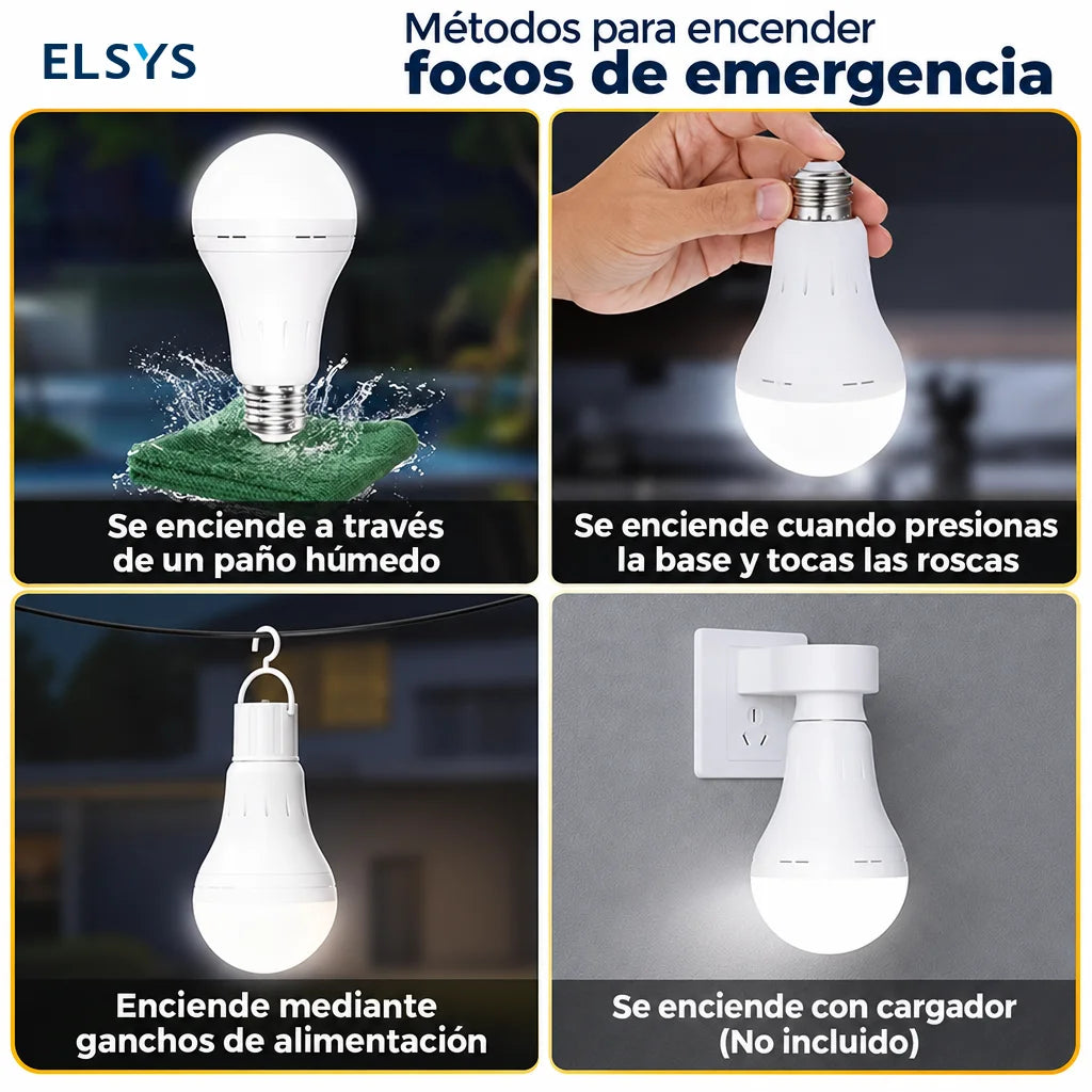 Foco LED recargable A21 E26 con gancho portátil