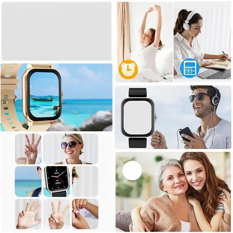 Reloj Inteligente Multifuncional, Reloj Digital de Moda con 2 Correas, Reloj Deportivo con Modos Multideporte y Llamadas para Mujer y Hombre