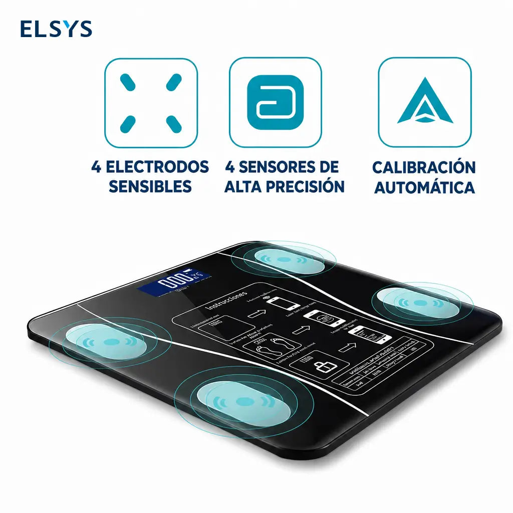 Báscula digital Bluetooth para baño con medición de peso, grasa corporal e IMC, ideal para seguimiento diario personal fácil