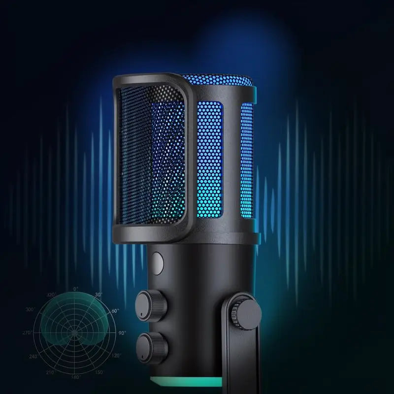 Micrófono Gamer Profesional RGB con Cancelación de Ruido y Diseño Ergonómico, Compatible con PC, Mac, PS5, PS4 y Xbox, Ideal para Streaming y Podcasts (No incluye audífonos)