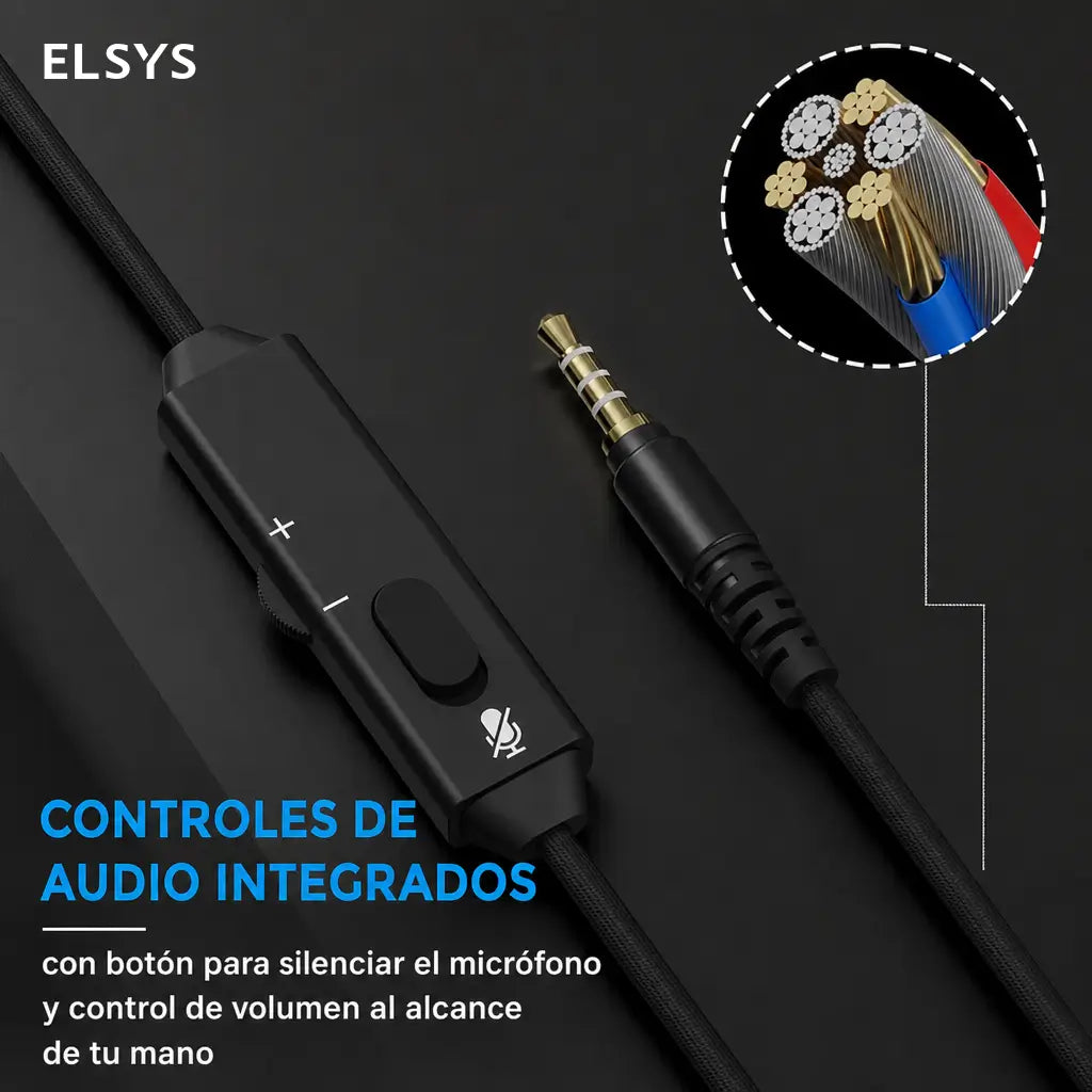 Audífonos gamer con micrófono cancelación de ruido y sonido estéreo 50 mm para Xbox PlayStation PC Switch conexión 3.5 mm alámbrica