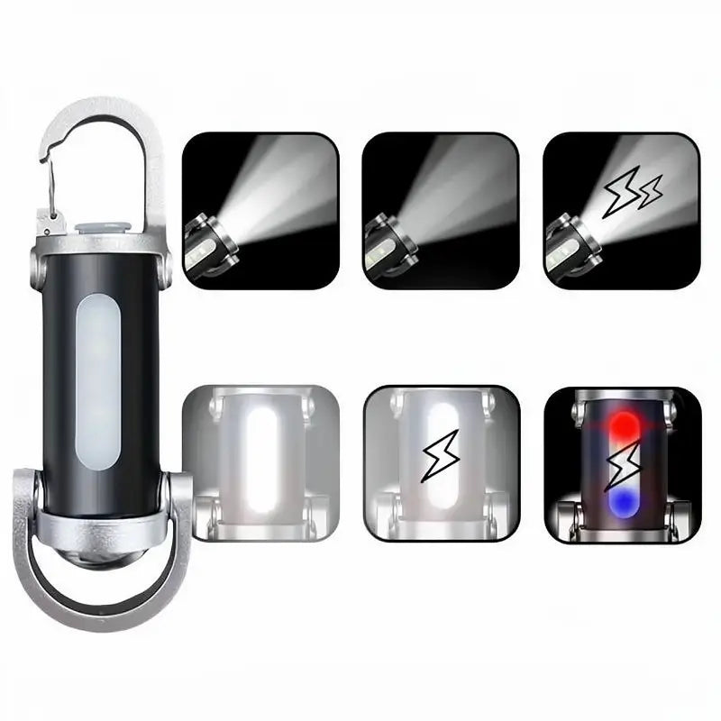 Mini Linterna LED para Llavero Recargable USB-C con Gancho, Lámpara Compacta de 200 Lúmenes Súper Brillante, Linterna de Emergencia para Camping, Senderismo, Hogar y Apagones - Iluminación Portátil y Duradera