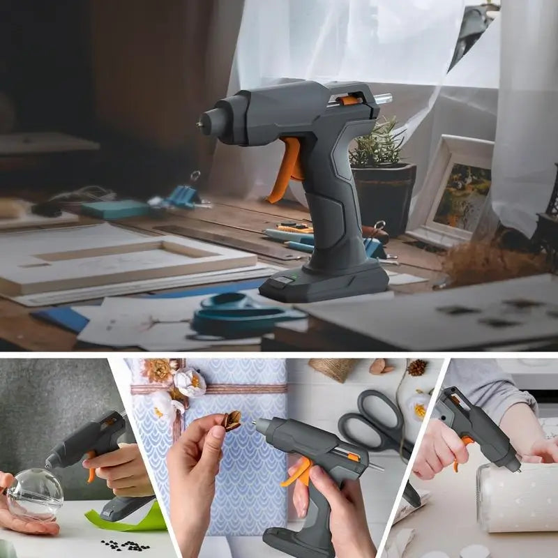 Pistola de Silicón Inalámbrica Recargable USB-C con 25 Mini Barras de Adhesivo - Kit para Manualidades y Regalo de San Valentín, Antigoteo y Ergonómica