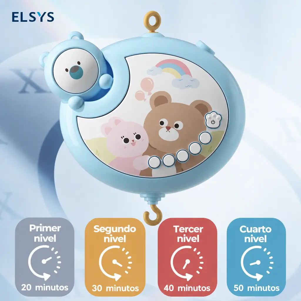 Carrusel musical para cuna y moisés con luces, proyección, temporizador, mordederas removibles y control remoto para bebés pequeños