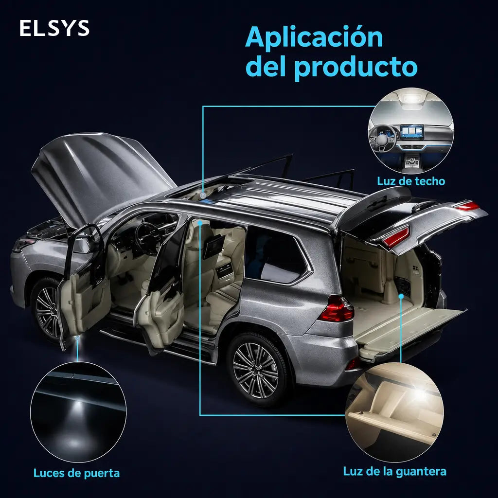 Kit de 42 focos LED blancos 12V para interior de auto y camioneta, luz de techo, mapa, cabina y cajuela, instalación fácil