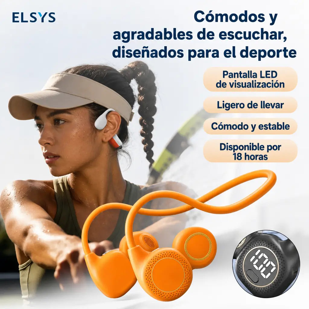 Audífonos deportivos open-ear Bluetooth 5.4 resistentes al sudor, con batería de 8 horas y ajuste seguro para correr diario