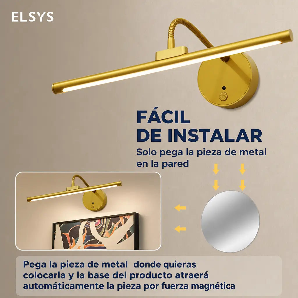 Lámpara de pared recargable USB para cuadros con control remoto, luz ajustable y rotación 360° para arte y decoración interior