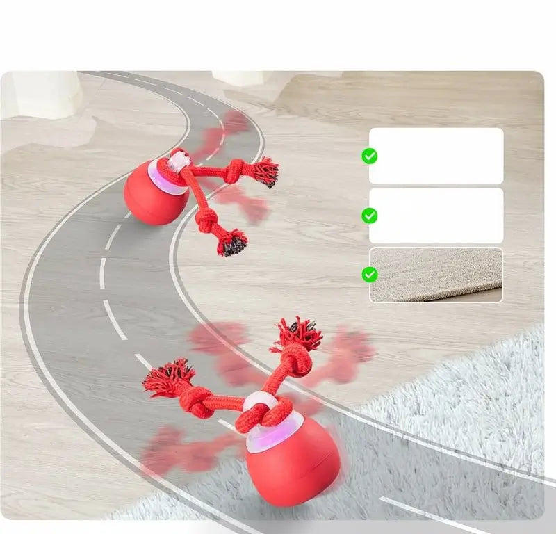 Pelota de Juguete Interactiva para Perro, Activada por Tacto, Recargable, con Sonido y Cuerda para Jugar, para Perros Pequeños y Medianos, Rojo Oscuro, Pelota de Entrenamiento